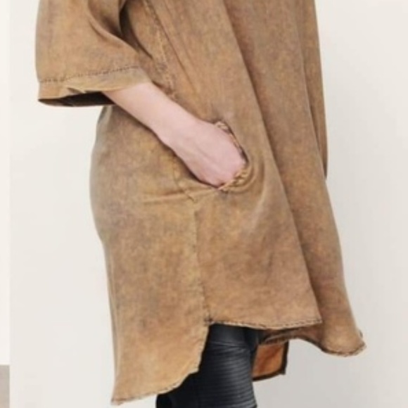 ♡ Distressed 2 Pockets Mineral Washed Tunic Dress♡ - Picture 5 of 5